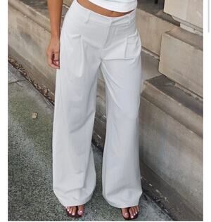 White Fox It's Now Or Never Trouser Pants NWT XS White Wide Leg